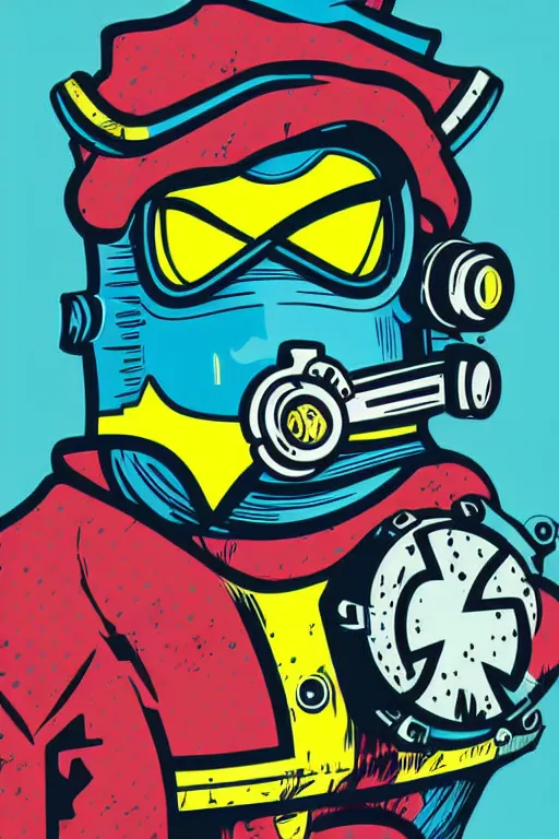 Image similar to fallout 7 6 retro futurist illustration art by butcher billy, sticker, colorful, illustration, highly detailed, simple, smooth and clean vector curves, no jagged lines, vector art, smooth andy warhol style