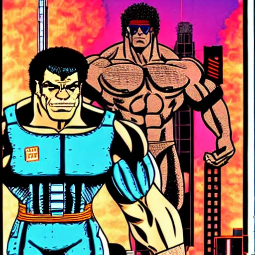 Prompt: lou ferrigno cyberpunk hercules by otomo