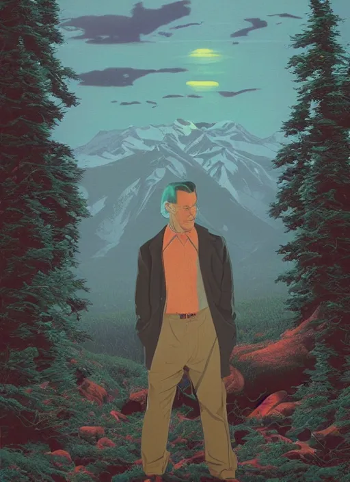 Prompt: Twin Peaks poster artwork by Michael Whelan and Tomer Hanuka, of 1990s soap opera character poster, by Makoto Shinkai and thomas kinkade, Matte painting, trending on artstation and unreal engine