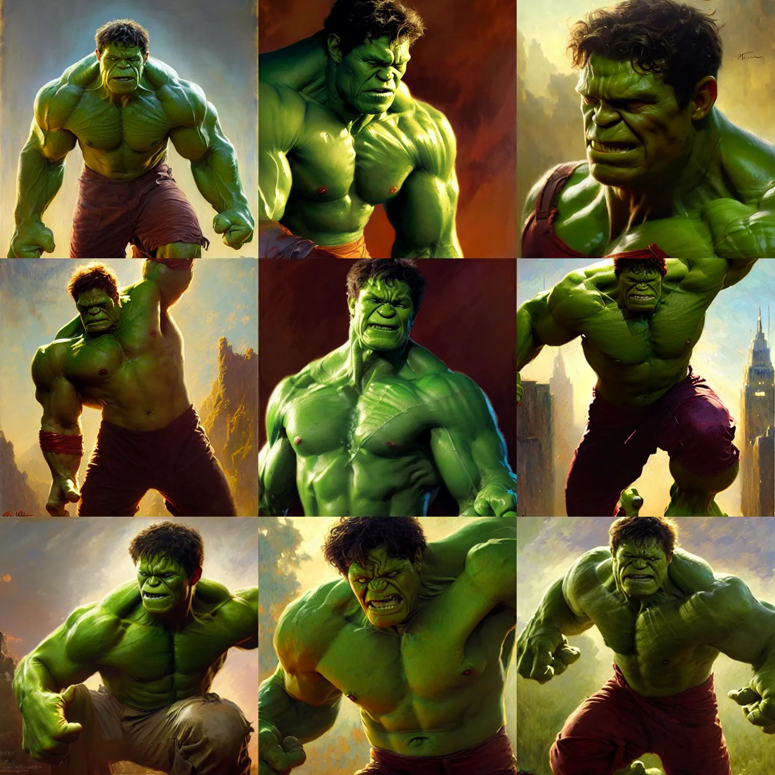 Prompt: tom holland as the hulk, highly detailed painting by gaston bussiere, craig mullins, j. c. leyendecker 8 k
