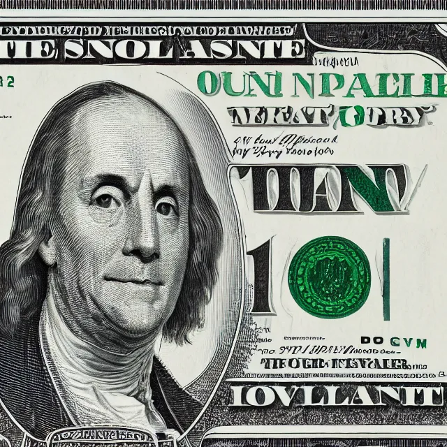 Prompt: one dollar bill face smiling and blinking, photograph
