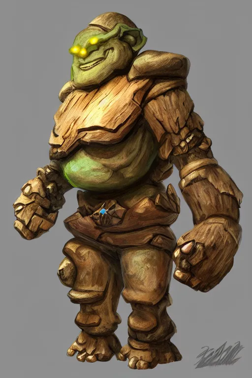 Image similar to zelda fantasy art giant golem troll wood rock greeble gemstone, global illumination ray tracing hdr fanart arstation by sung choi and eric pfeiffer and gabriel garza and casper konefal