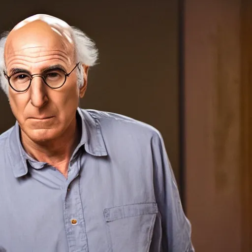 Image similar to Live Action Still of Larry David evading the cops in Breaking Bad, real life, hyperrealistic, ultra realistic, realistic, highly detailed, detailed, very detailed, cool, ultra detailed, very realistic, trending on artstation, epic, HD quality, 8k resolution, body and headshot, film still, real, detailed face, very detailed face, real life