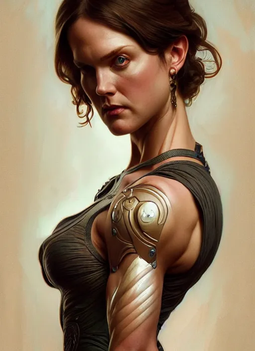 Image similar to portrait of rainn wilson, intricate, elegant, muscular! highly detailed, digital painting, artstation, concept art, smooth, sharp focus, illustration, art by artgerm and greg rutkowski and alphonse mucha