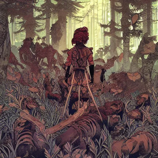 Image similar to portrait of a wood elf surrounded by animals, Borderlands and by Feng Zhu and Loish and Laurie Greasley, Victo Ngai, Andreas Rocha, John Harris
