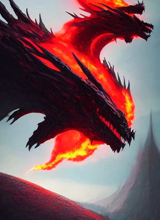 Prompt: black dragon with red demonic eyes on the red smoke background, photorealistic, ultra detailed, trending on artstation, concept art, octane render, unreal engine, by shinji aramaki, by christopher balaskas, by krenz cushart