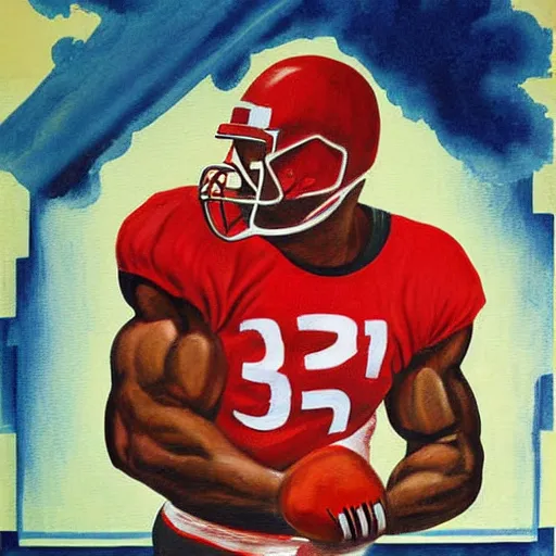 Prompt: herschel walker, painting, soviet - style poster