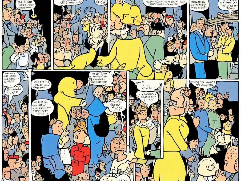 Prompt: Tin Tin gets married by Hergé