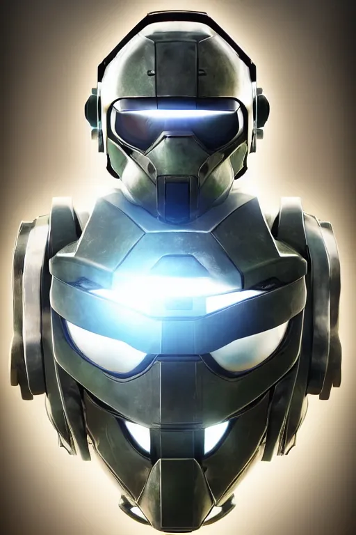 Image similar to robot ninja mask helmet halo master chief radiating a glowing aura global illumination ray tracing hdr fanart arstation by ian pesty and katarzyna da „ bek - chmiel