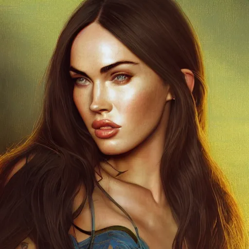 Prompt: portrait of megan fox as an anthropomorphic, au naturel, hyper detailed, digital art, trending in artstation, cinematic lighting, studio quality, smooth render, unreal engine 5 rendered, octane rendered, art style by klimt and nixeu and ian sprigger and wlop and krenz cushart.