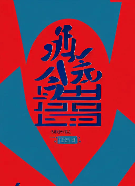 Image similar to poster design with duochrome vintage typographic Japanese katakana, red and blue colour palette, layout design, illustrator vector graphics