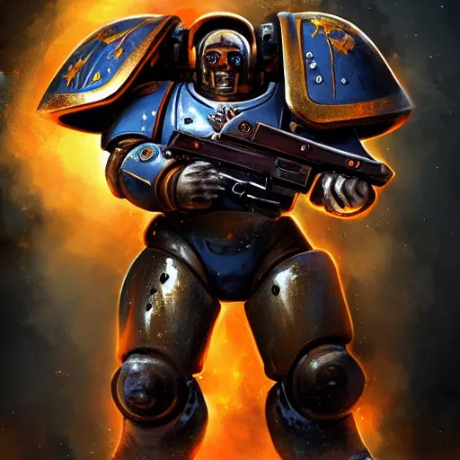 Image similar to Space Marine, closeup character art by Marc Lee, Vladimir Krisetskiy, digital art, trending on artstation