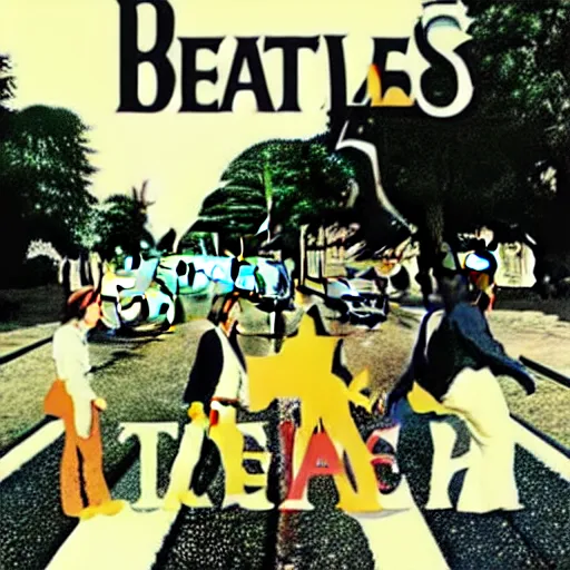 Prompt: the cover of the new the beatles album, album cover