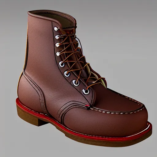 Image similar to hyper realistic 3 d redwing 8 0 7 boots model, blender, wide shot