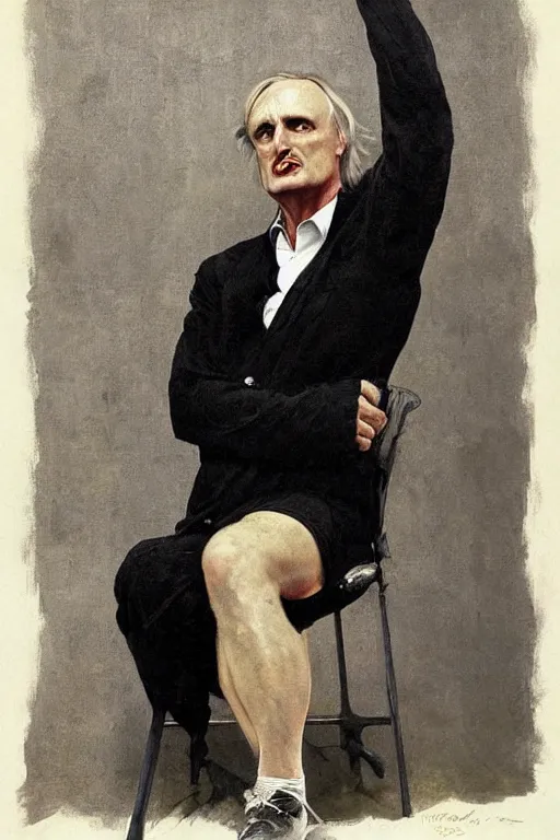 Image similar to portrait of Richard Dawkins as Satan, by Robert McGinnis