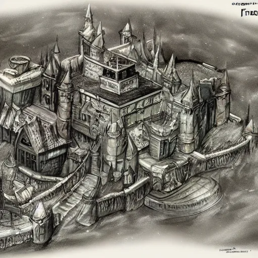 Prompt: concept art for a theme park land themed to universal classic monsters, frankensteins castle is in the land, artstation