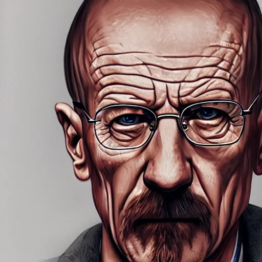 Image similar to a detailed portrait of walter white with a pacifer in his mouth, art illustration, incredibly highly detailed and realistic, 8 k, sharp focus