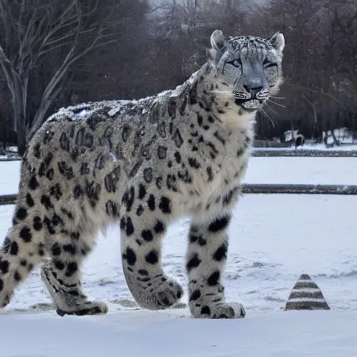 Prompt: Snow Leopard Made of Latex