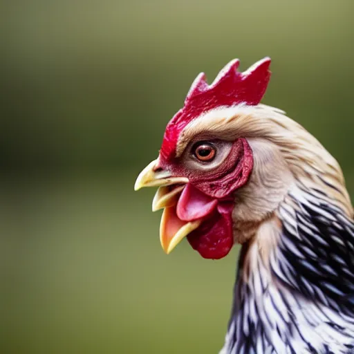 Prompt: a high quality photo of a chicken wearing a suit, realism, 8k