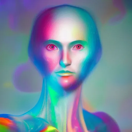 Image similar to improbability, octane render, portrait made of paint, splashes of colors