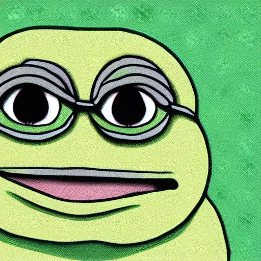 Image similar to hyperreal pepe the frog with curly hair