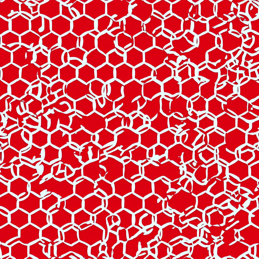 Image similar to red and white symmetric hexagonal texture, 4k