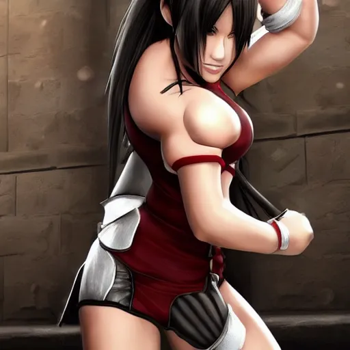 Image similar to high quality digital art of tifa lockhart posing, trending on artstartion, 4k