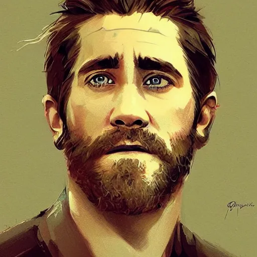 Image similar to “ portrait of jake gyllenhaal by greg rutkowski, young, attractive, highly detailed portrait, scifi, digital painting, artstation, concept art, smooth, sharp foccus ilustration, artstation hq ”