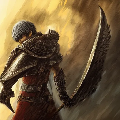 Prompt: Guts, Berserk, very detailed, artstation, digital art, masterpiece, award winning, greatsword