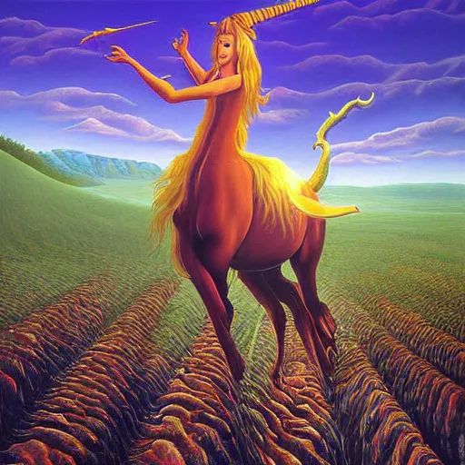 Prompt: Surreal painting named Unicorn kingdom by Vladimir Kush