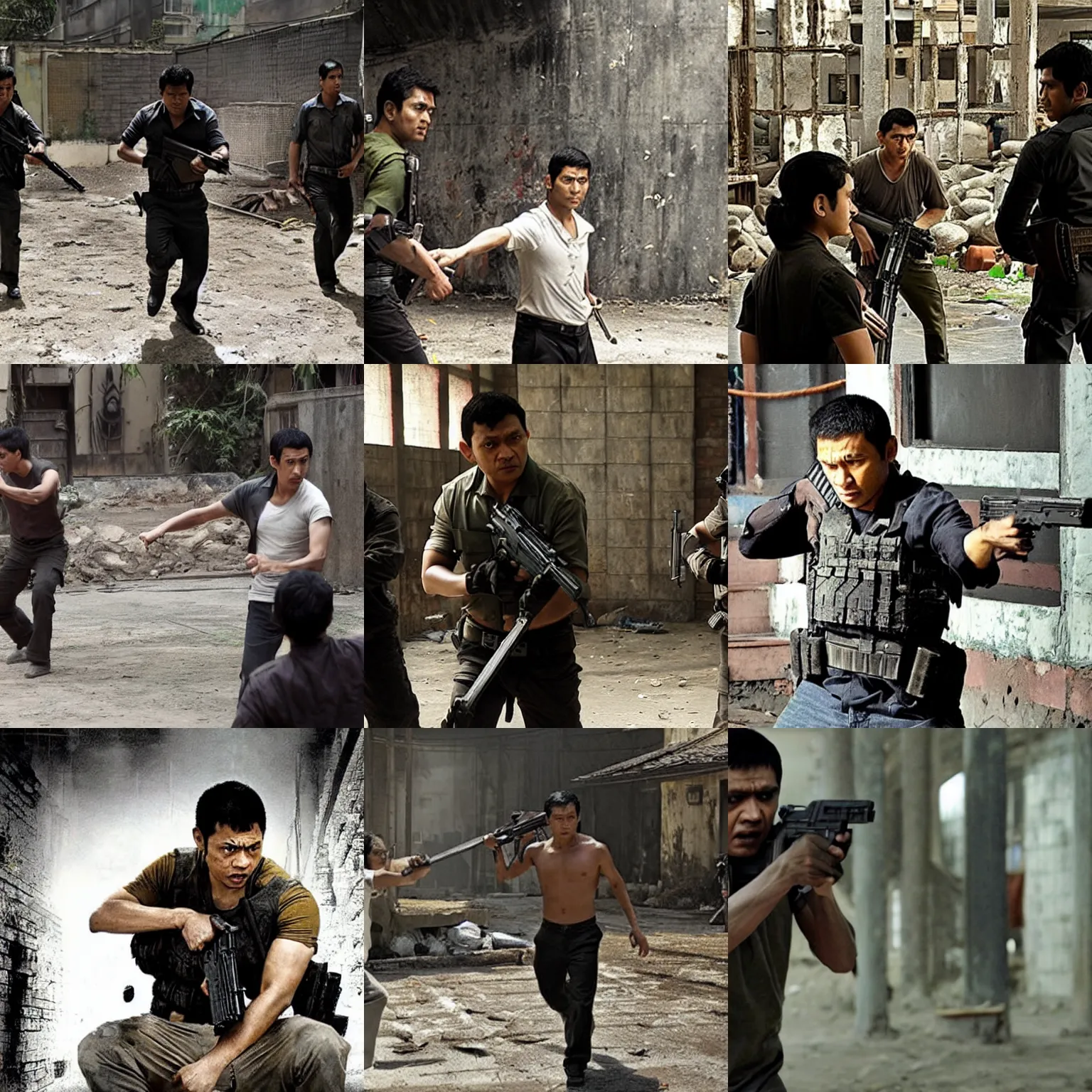 Prompt: a still from the raid ( 2 0 1 1 )