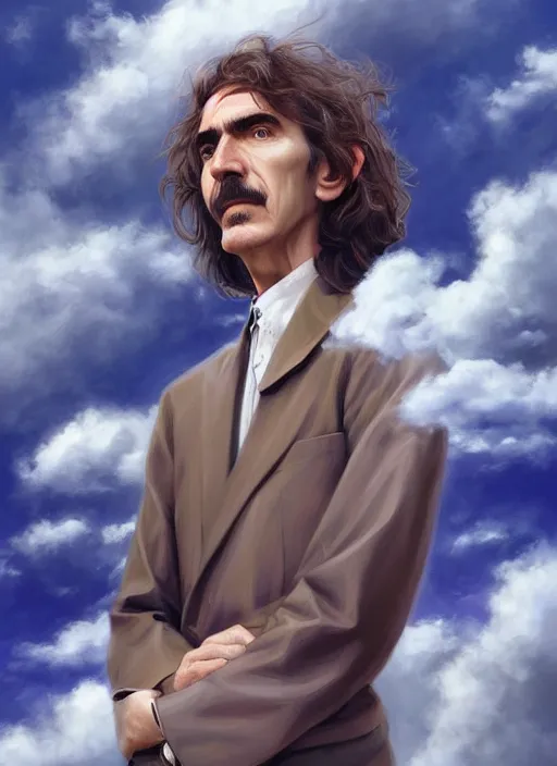 Prompt: george harrison, sky and clouds background, digital artwork by artgerm and lily abdullina, wpol and sarasti, donato giancola and android jones, artstation