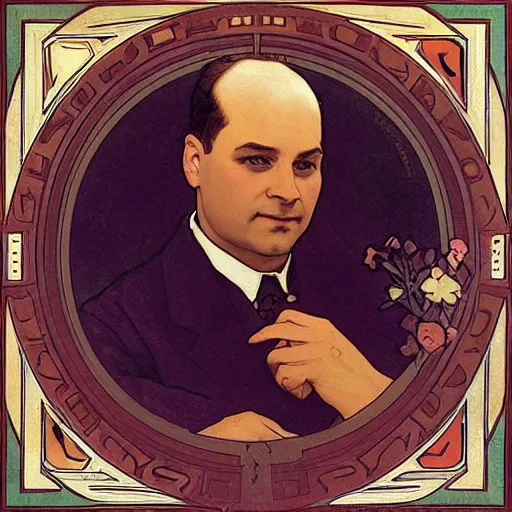 Image similar to “ george costanza, by alphonse mucha ”