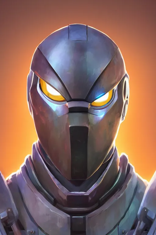 Image similar to epic mask helmet robot ninja portrait stylized as fornite style game design fanart by concept artist gervasio canda, behance hd by jesper ejsing, by rhads, makoto shinkai and lois van baarle, ilya kuvshinov, rossdraws global illumination radiating a glowing aura global illumination ray tracing hdr render in unreal engine 5