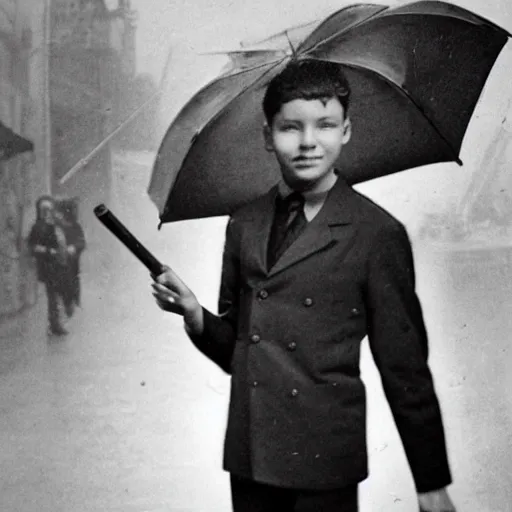 Image similar to photo of a young man holding an umbrella