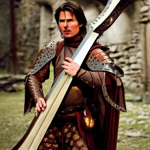 Prompt: medieval fantasy half length d & d portrait photo of tom cruise as a d & d bard holding a lyre and singing, photo by philip - daniel ducasse and yasuhiro wakabayashi and jody rogac and roger deakins