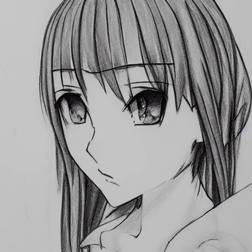 pencil drawing of an anime girl, Stable Diffusion