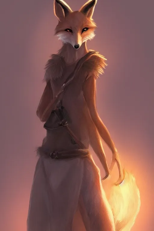 Image similar to an anthropomorphic medieval fox with a fluffy tail, backlighting, trending on artstation, digital art, furry art, trending on furaffinity, fantasy art, by kawacy