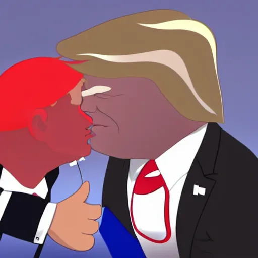 Image similar to Joe Biden kisses Donald Trump, anime, hd