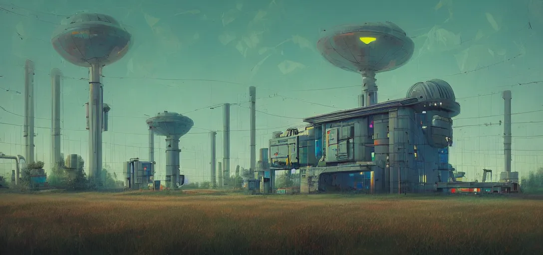 Image similar to futuristic abandoned solarpunk power station, sci - fi, digital art by beeple and simon stalenhag