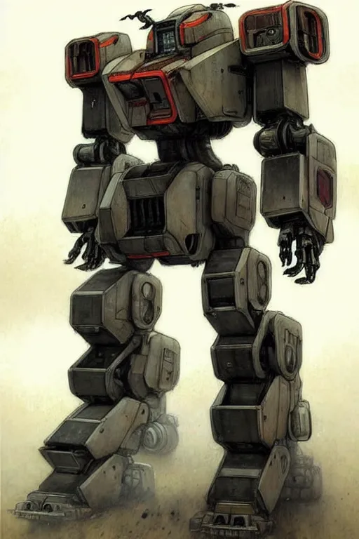 Image similar to (((((2050s huge engine mecha robot mechwarrior battletech . muted colors.))))) by Jean-Baptiste Monge !!!!!!!!!!!!!!!!!!!!!!!!!!!