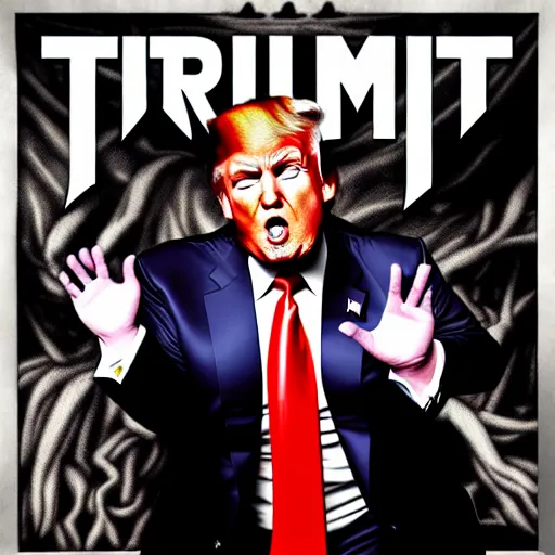 Prompt: donald trump on the cover of a horrific death metal album cover, trending on artstation