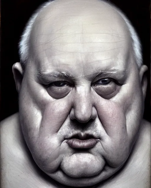 Prompt: an extreme close up portrait a very ordinary overweight old man with an blank expression, by joel peter witkin and sarah moon, very pale skin, very blurry, translucent white skin, foggy, oil painting, photorealistic, anatomically correct, beautiful perfect face, visible brushstrokes, sharp focus, highly detailed, cinematic lighting, 8 k, hd