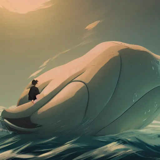 Image similar to Herman Melville as Moby the White Whale, ambient lighting, 4k, anime key visual, lois van baarle, ilya kuvshinov, rossdraws, artstation