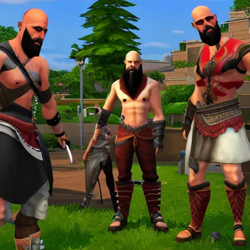 Image similar to Kratos in the Sims 4