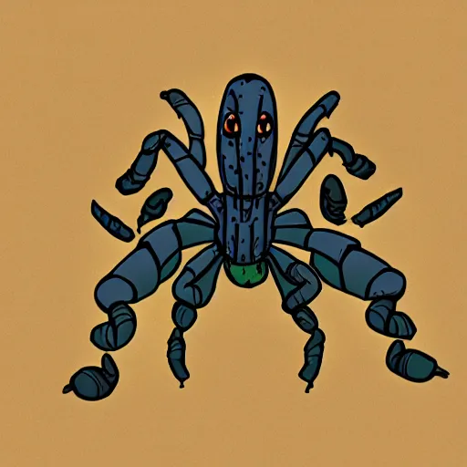 Image similar to a cartoon scorpion in studio ghibli artstyle