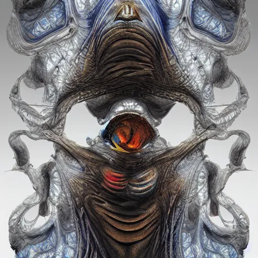 Image similar to amogus photo - realistic, color image, hyper realistic, 2 k, highly detailed, occult art, by giger, fractal structure