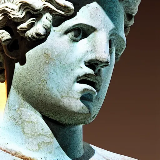 Image similar to a greek statue, vaporwave