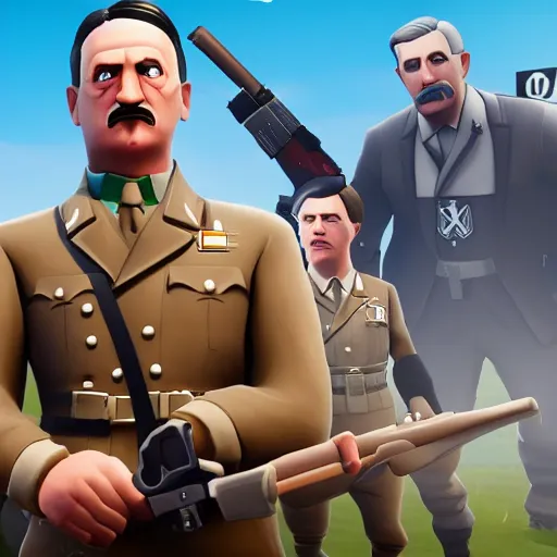 Image similar to screenshot of hitler in fortnite