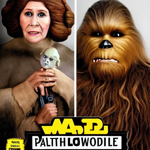 Image similar to mad magazine cover photo portrait caricature leia wookiee